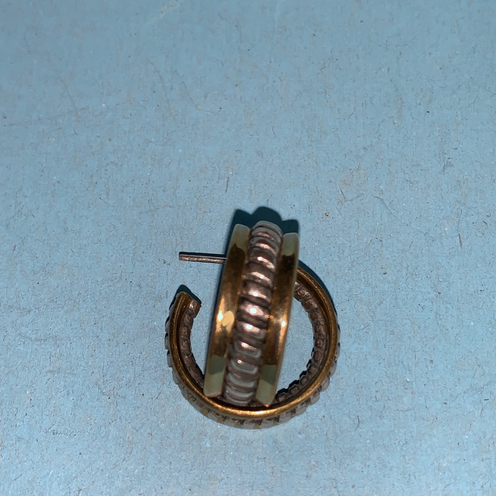 Gold Silver Tone Chunky Hoops View 3